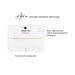 Example of optional return address printing in black ink on a white envelope flap, with the reverse side of the envelope shown below.