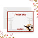 Personalized panda karate thank you card for kids birthday party with red border martial arts theme and custom name printed on premium cardstock