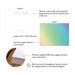 Front and back of personalized pastel gradient thank you cards with A2 size and matte cardstock details.