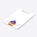 personalized patriotic ice cream notepad with a red, white, and blue ice cream cone illustration, custom name, and blank writing space-side