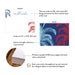 Front and back of personalized patriotic palm tree note cards showing A2 dimensions and matte cardstock details.
