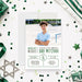 Personalized green Bar Mitzvah invitation with photo, name, and event details-front