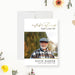 celebration of life program card with memorial photo, elegant lettering, acknowledgment section, pallbearers, repast details, and funeral service information-front