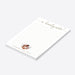Personalized lined notepad featuring A Lovely Note lettering, a couple photo in a heart-shaped frame and names along the bottom-side
