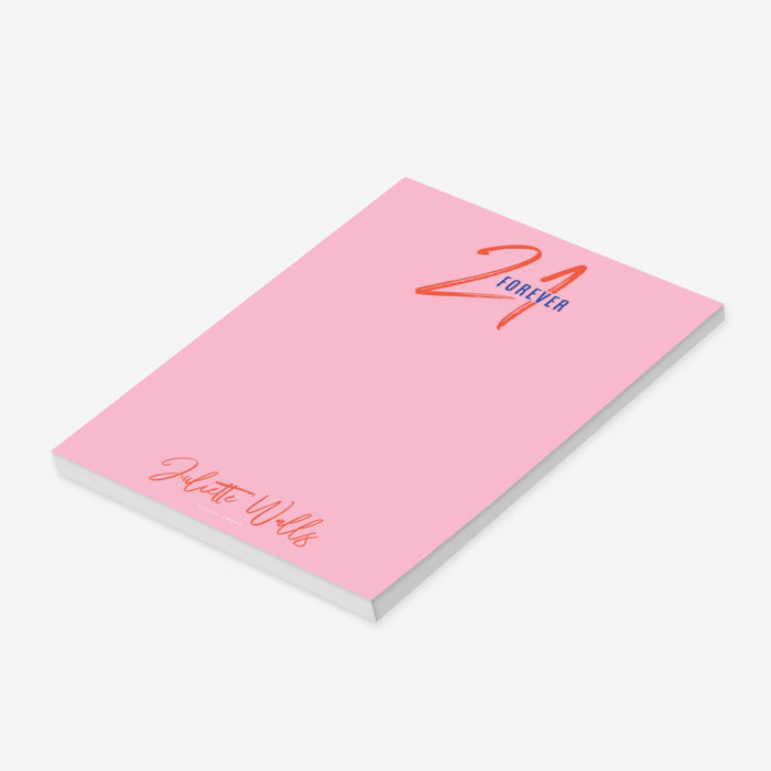 21 Forever Personalized Pink Notepad, 21 Again Party Favor Stationery