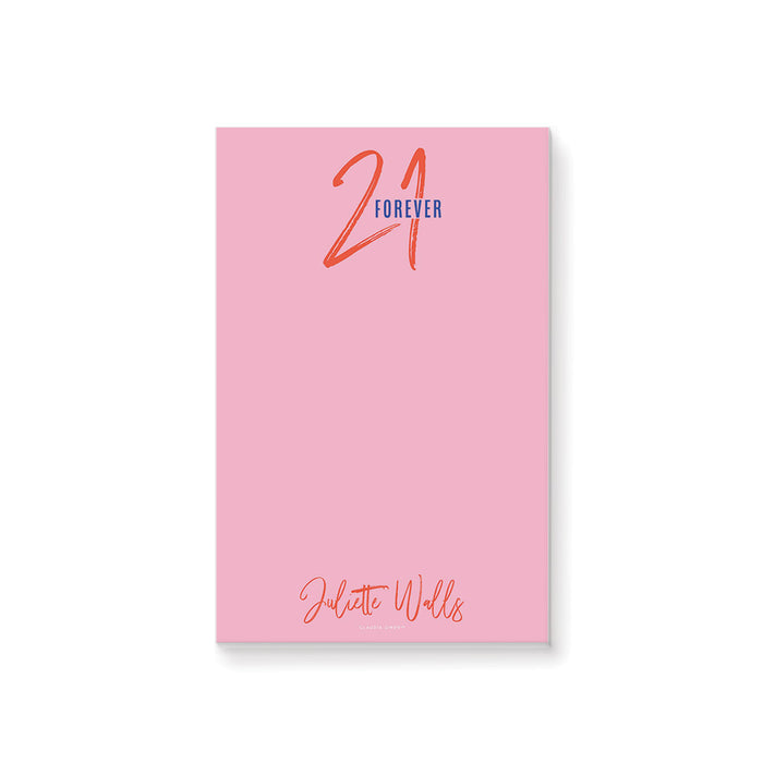 21 Forever Personalized Pink Notepad, 21 Again Party Favor Stationery