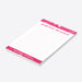 personalized pink cocktail notepad with bubbly drink-inspired accents, martini musings headline, custom name, and lined writing space-side