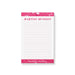 personalized pink cocktail notepad with bubbly drink-inspired accents, martini musings headline, custom name, and lined writing space