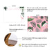 Front and back of personalized pink flamingo note cards showing A2 dimensions and matte cardstock details.