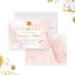 Personalized pink and gold Bat Mitzvah save the date card with watercolor details, gold Star of David, custom name, and event date-front-back
