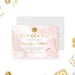 Personalized pink and gold Bat Mitzvah save the date card with watercolor details, gold Star of David, custom name, and event date-front