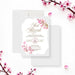 Personalized pink watercolor floral Bat Mitzvah invitation with custom celebrant’s name, ceremony date, synagogue, address and RSVP details-front-back