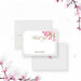Personalized pink watercolor floral Bat Mitzvah thank you card with custom honoree’s name, elegant script and blank writing area-front-back
