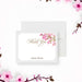 Personalized pink watercolor floral Bat Mitzvah thank you card with custom honoree’s name, elegant script and blank writing area-front