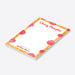 personalized pepperoni pizza notepad with Cheesy Thoughts heading, watercolor pizza design, custom name, and blank writing space-side
