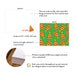 Specifications graphic showing the front and back of personalized pizza party thank you cards for kids, A2 size 5.5 × 4.25 inches and matte cardstock.