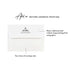Example of optional return address printing in black ink on a white envelope flap, with the reverse side of the envelope shown below.