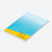personalized poolside notepad with blue pool water, yellow pool deck, pool ladder, custom name, and blank writing pages-side
