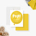 Personalized ready to pop pregnancy announcement card with yellow balloon design, custom baby number, due date, family names and message-front-back