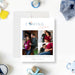 Personalized pregnancy announcement card with expecting couple photo collage, pink blue pacifier, Coming Soon message, and custom names -front