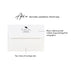 Optional return address printing example on a white envelope for personalized red and pink tropical leaf note cards.