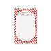 Personalized Christmas notepad with red and white candy cane stripes, A Merry Little List heading and lined writing space