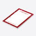 personalized red cocktail party notepad with Cheers wording, bubbly drink-inspired border, custom name, and blank writing space-side