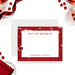 personalized red cocktail thank you card with Sip Sip Hooray wording, bubbly drink-inspired background, and custom name-front