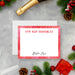 Personalized Sip Sip Hooray note card with red watercolor border, blank writing area and personalized name at the bottom-front