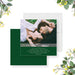 Personalized romantic photo rehearsal dinner invitation with green accents-front-back