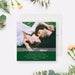 Personalized romantic photo rehearsal dinner invitation with green accents-front
