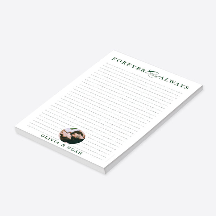 Personalized couples notepad with photo and “Forever and Always” design-side