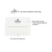 Example of optional return address printing in black ink on a white envelope flap, with the reverse side of the envelope shown below.