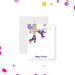 Personalized roller skating thank-you card with purple skates, pink wheels, colorful geometric accents, and custom name.