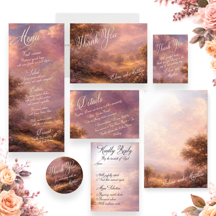 Personalized Romantic Vintage Oil Painting Wedding Invitation