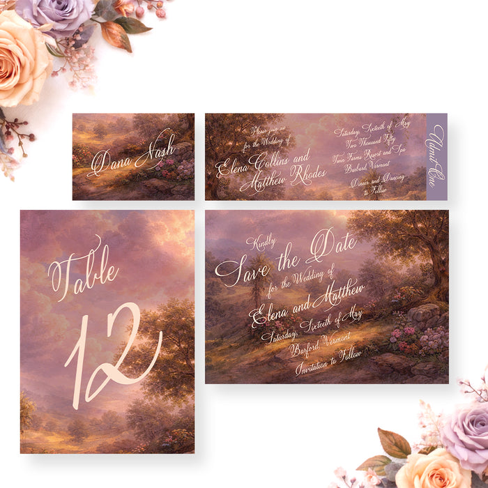 Personalized Romantic Vintage Oil Painting Wedding Invitation