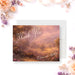 Personalized romantic wedding thank you card with vintage oil-painting-style landscape, pink sunset tones, elegant script and custom couple’s names-front