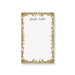 Personalized notepad with custom name, red ruby accents, and gold faux glitter border for elegant everyday stationery.