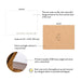 Front and back of personalized rustic leaf monogram note cards with A2 size and matte cardstock details.