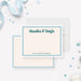 Personalized baby thank you note card with blue border, Thanks and Hugs message and custom family name-front-back