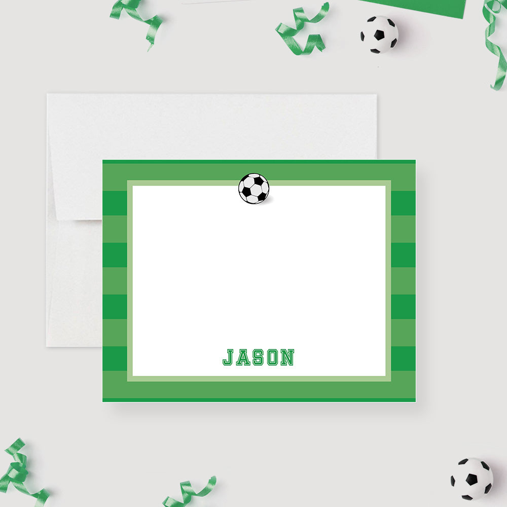 Soccer Note Card Personalized Boys Sports Stationery