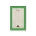 personalized spring picnic notepad with custom name, picnic basket illustration, lace border, green grass pattern, and tiny pink flowers
