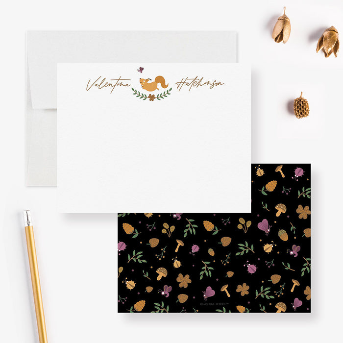 Personalized squirrel note cards woodland animal stationery gift for her