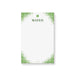 Personalized St. Patrick's Day notepad with a green speckled border, four-leaf clover, custom name and blank writing area