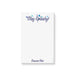 Personalized Stay Splashy pool party notepad for kids with custom name, blue and aqua water drop accents and large blank writing area