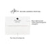 Optional return address printing example on a white envelope for personalized sunset palm tree note cards.
