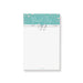 personalized teal notepad with pearl accents, white bow design, custom name, and blank writing space