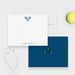 Personalized tennis note card with a name, tennis ball and rackets, plus monogram initials on the back-front-back