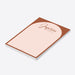 personalized terracotta arch notepad with custom name, blush writing area, warm rust border, and minimalist stationery design-side
