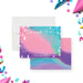 Colorful abstract paint birthday thank you card with vibrant artistic design, personalized party stationery with bold colors-front-back